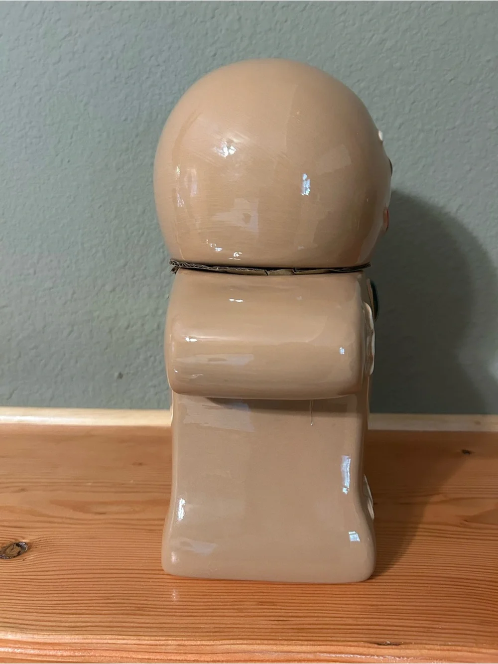 NWT Holiday Time Gingerbread Cookie Jar in Tan with Green and Red Accents